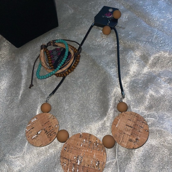 Natural Cork and Bead Necklace - Picture 2 of 3